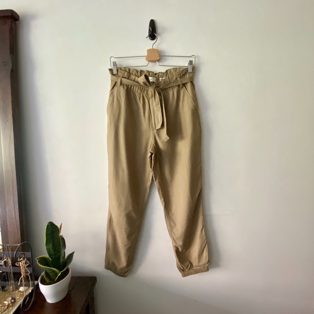 Ultra High Rise Paper Bag Joggers - Khaki